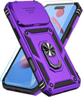 SunStory Phone Case for iPhone 17 Pro Max Case with HD Screen Protector & Slide Camera Cover & Rotated Ring Kickstand, [Military-Grade] Phone Case for iPhone 17 Pro Max, Purple by SunStory