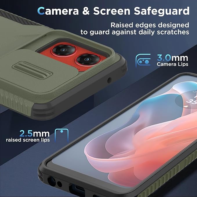 for Motorola G Stylus 5G 2024 Case with 1 HD Screen Protector & Slide Camera Cover[Military-Grade]Phone Case Heavy Duty Rugged Shockproof Protective Cover for Moto G Stylus 5G 2024(Pine Green) - Image 5