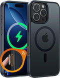 FNTCASE for iPhone 16 Pro Case, Fit for Magsafe, Translucent Matte Back | Magnetic Phone Cases, 14FT Military Grade Drop Protection, Slim Shockproof Protective Cover, Black by FNTCASE