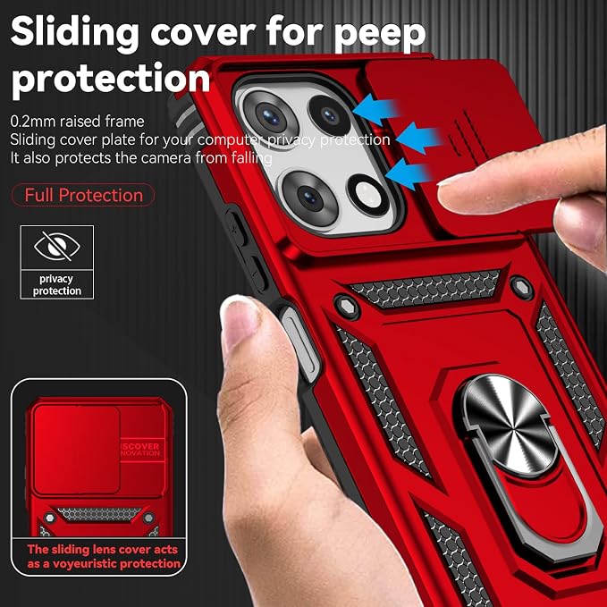 for Moto G 2026 /Moto G Play 2026 Case,with Screen Protector and Camera Cover,[Military Grade] 16ft.Drop Tested Cover with Magnetic Kickstand Protective Case for Motorola G 2026, Red - Image 4