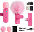 Mini Hot Pink Microphone for iphone Android Phone Tablet ipad PC, Usb C Wireless Lavalier Mic for Video Recording Vlogging Youtube Tiktok Podcast Interview content creators, Type C Tiny Microphones by Unknown