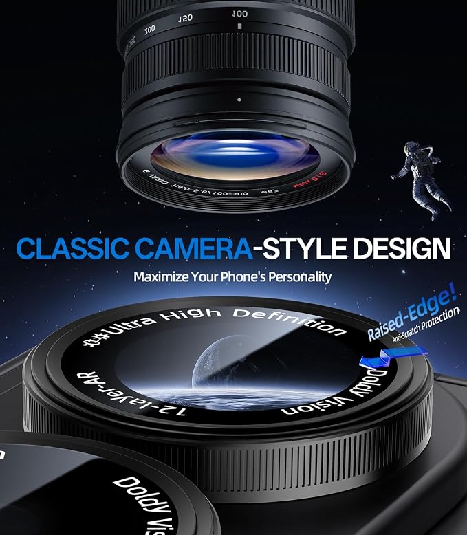 HelloDeere for Samsung Galaxy Z Fold 8 Camera Lens Protector, Military-Grade 9H+ Tempered Glass with AR Optical Tech HD Anti-Glare Anti-Scratch Metal Individual Ring Easy Install Case Friendly, Black - Image 3