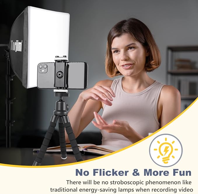 Torjim Softbox Photography Lighting Kit | 16" X 16" & 85W LED Studio Lights | Soft Diffusion For Even Light | 3000-7500K Adjustable LED Bulbs for Studio Photo Video Recording Live Streaming Portraits - Image 5