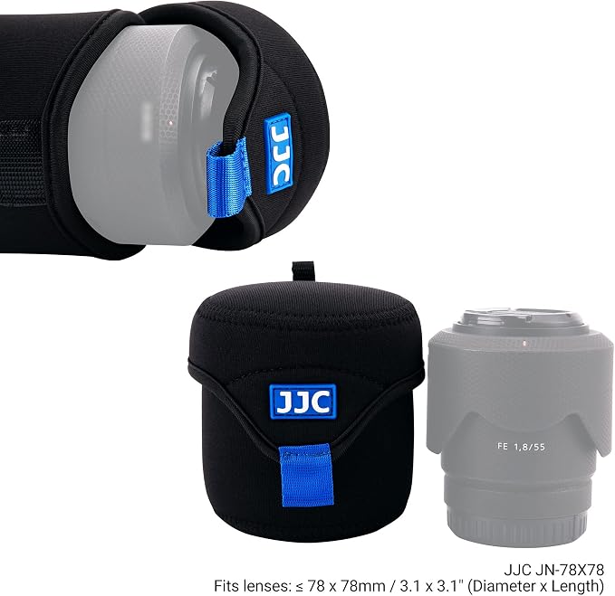 JJC Small Neoprene Camera Lens Pouch Case, Fits Lens up to 3.1 x 3.1inches | Water-Resistnat, Fold Over Closure, Compatible with Sony FE 50mm f/1.8, Canon RF 35mm f/1.8, Fujifilm XF 23mm f/1.4 - Image 2