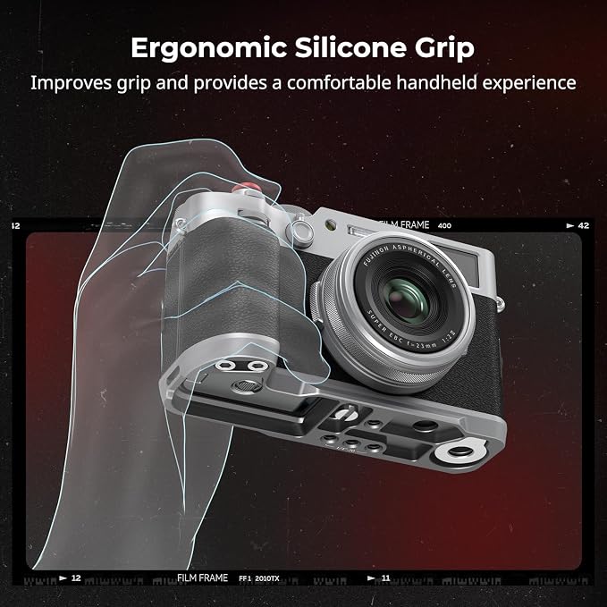 SmallRig X100VI / X100V Handgrip L-Shape Grip with Quick Release Plate for Arca, Lightweight Silicone Side Handle, Shutter Button and Hot Shoe Cover for FUJIFILM X100VI / X100V Cameras (Silver) - 4555 | with Hot Shoe Cover, Quick Release Plate for Arca... - Image 4