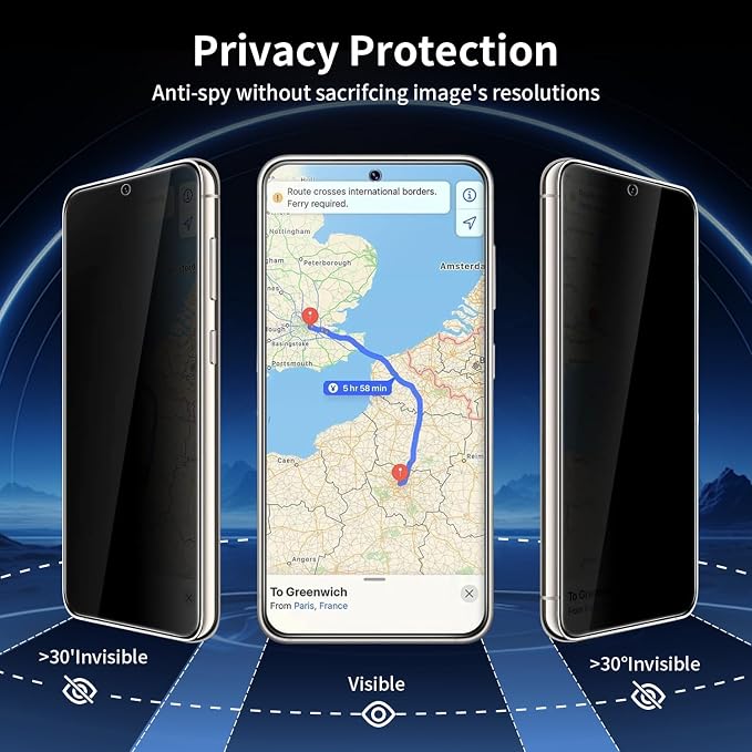 3+2 Pack Privacy Screen Protector And Camera Lens Protection for Galaxy S25 ultra 5G, Anti-Spy 9H Hardness Support Fingerprint Unlock Tempered Glass Screen Protector for Samsung Galaxy S25 ultra - Image 2