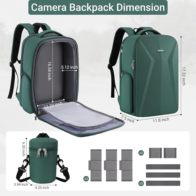 MOSISO Camera Backpack,Photography Camera Bag with Lens Pouch,Emerald Green | DSLR/SLR/Mirrorless Waterproof Hardshell Case, Tripod Holder&15.6 inch Laptop Compartment Compatible with Canon/Nikon/Sony - Image 2