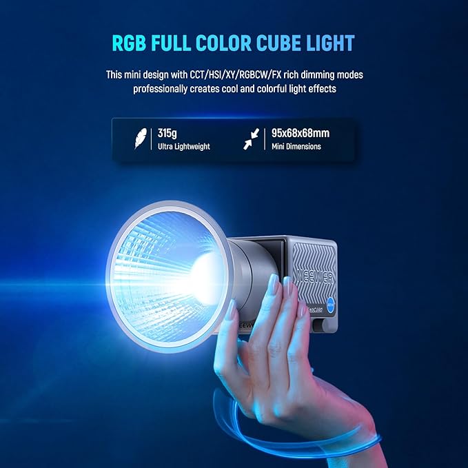 NEEWER HS60C Pro 60W Portable RGB LED Video Light, APP DMX/Panel Control/Custom Effects/Light Group 8700Lx/1m 2700-6500K CRI97+ COB Continuous Output Lighting for Video Recording Studio Photography - Image 2
