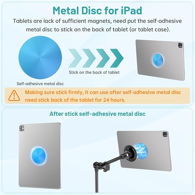 Magnetic iPad Holder Alloy Magic Arm Mount for Microphone Music Stand | Strong 20xN52 Magnets 360°Adjustable Tablet Mount,Compatible with MagSafe 4.7~13.5"iPad/Pro/Mini/Air,Galaxy Tab/Nexus/iPhone - Image 7
