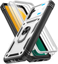 Gritup for Samsung Galaxy A13 5G Case with 2PCS Screen Protector, Build in 360° Rotating Ring Kickstand, Military Grade Protective Cover for A13 5G Phone, White+Black by Gritup