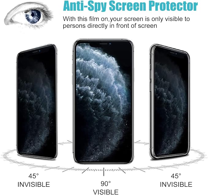 PEHAEL for iPhone 11 Pro Privacy Screen Protector+Camera Lens Protector | 3+3 Pack, Installation kits, Anti-Spy Private, Anti-Scratch, 9H Tempered Glass, Case Friendly, [5.8 inch] - Image 4