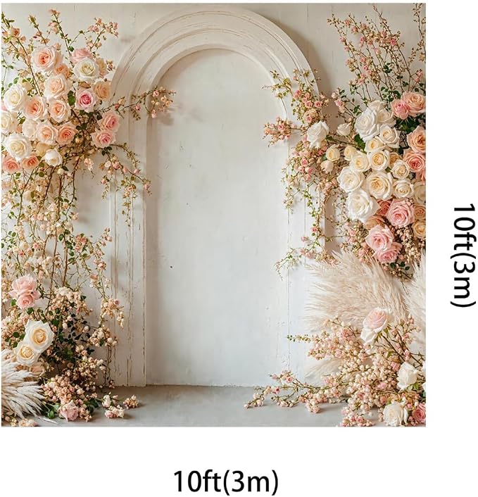 Kate 10x10ft Spring Pink Flowers Backdrops for Photography White Wall Background Children Birthday Party Decoration Backdrop - Image 2