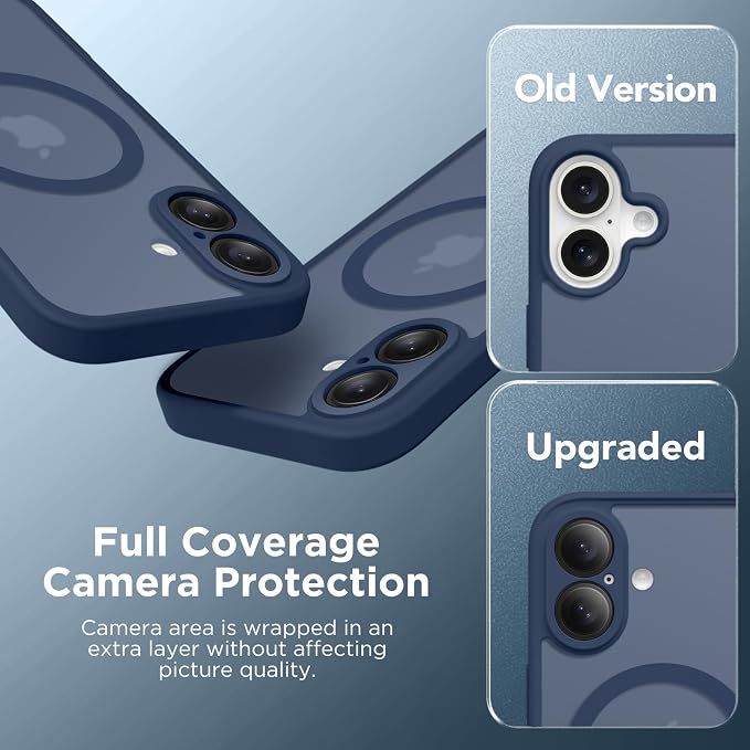 CAPRARO for iPhone 16 Case, Compatible with MagSafe Navy Blue | Upgraded [Full Camera Protection] Protective Translucent Matte Women Girl Magnetic Phone Case Cover, Navy Blue - Image 6