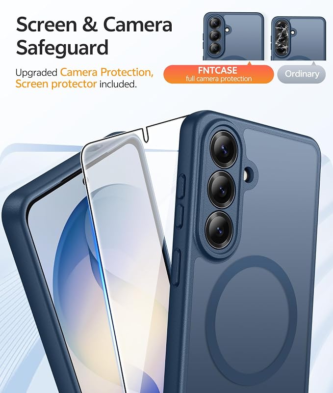 FNTCASE for Samsung Galaxy S26 Plus Case, Fit for Magsafe, Screen Protector | Full Camera Protection, Translucent Matte, 14FT Military Grade Drop Proof, Shockproof Protective Phone Cover, Blue - Image 4