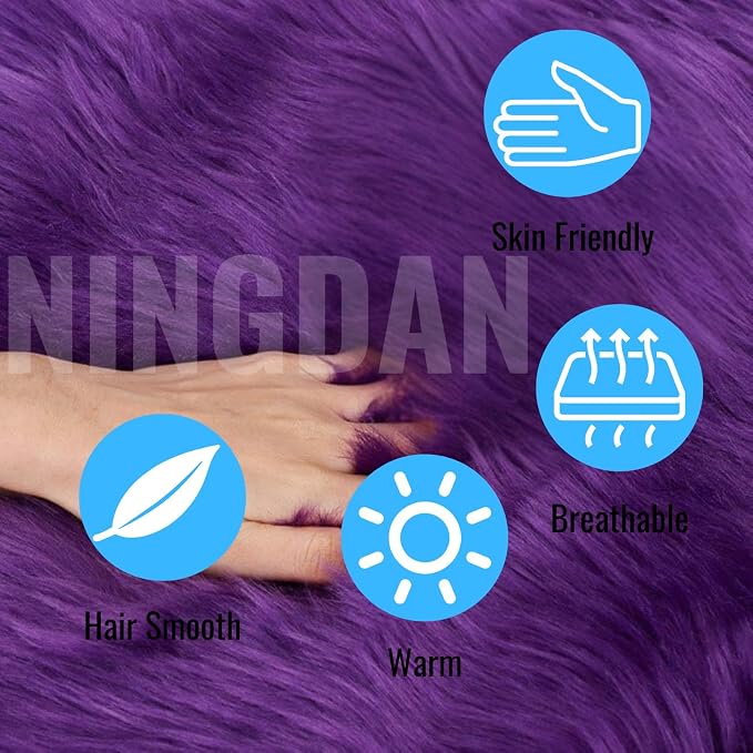12inch Square Small Faux Fur Sheepskin Cushion Soft Plush Area Rug,Photo Background for Small Product Desktop Photography,Display and Decor,Jewelry,Nail Art,Locker Accessories (Purple) - Image 4