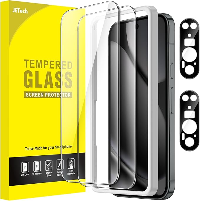 JETech Screen Protector for Google Pixel 10 Pro, 2+2 Pack | with Camera Lens Protector, HD Clear Tempered Glass, Anti-Scratch Protection, Easy Installation Tool by JETech