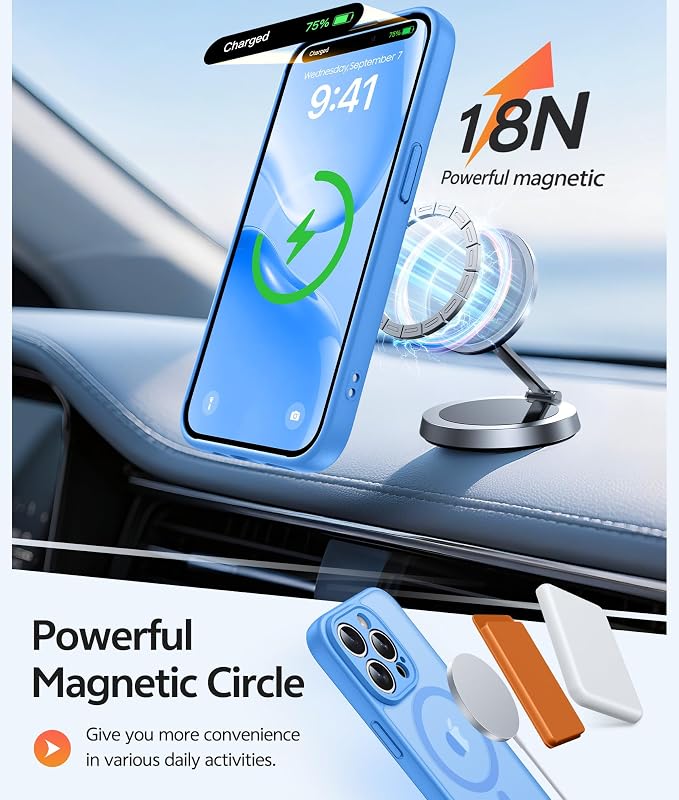 FNTCASE for iPhone 14 Pro Case, Compatible with Magsafe, Screen Protector | Full Camera Protection, Translucent Matte, 14FT Military Grade Drop Proof, Shockproof Protective Phone Cover, Ice Blue - Image 3