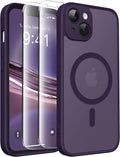 CAPRARO for iPhone 14 Case, Compatible with MagSafe | Upgraded [Full Camera Protection] Shockproof Protective Slim Translucent Matte Magnetic Phone Case 6.1'', Deep Purple by CAPRARO