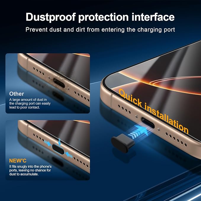 NEW'C 3x for iPhone 16 Pro Max Screen Protector (6.9 inches)+ 3x Camera Lens Protector, Sensor Protection, Case Friendly Tempered Glass Film + Dust Plug- Easy installation tool include - Image 5