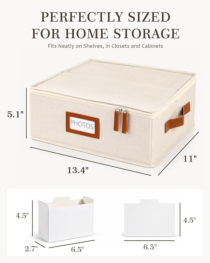FANGSUN Photo Storage Box, Photo Organizer for 2000 4x6 Pictures, Memory | Linen Fabric, 8 Inner Cases, 23 Labels & 30 Divider Cards, Foldable & Lightweight, with Handle, Wedding & Family Keepsake Box - Image 3