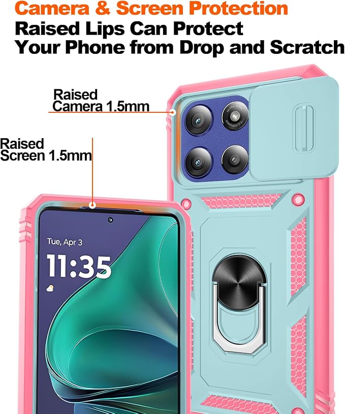 Gritup for Motorola Moto G Stylus 5G 2026 Case: G Stylus 5G 2025 Case with Screen Protector*2 [Magnetic Stand] [Slide Camera Cover] Shock Proof Military-Grade para G Stylus-5G-2025 Green+Pink - Image 4
