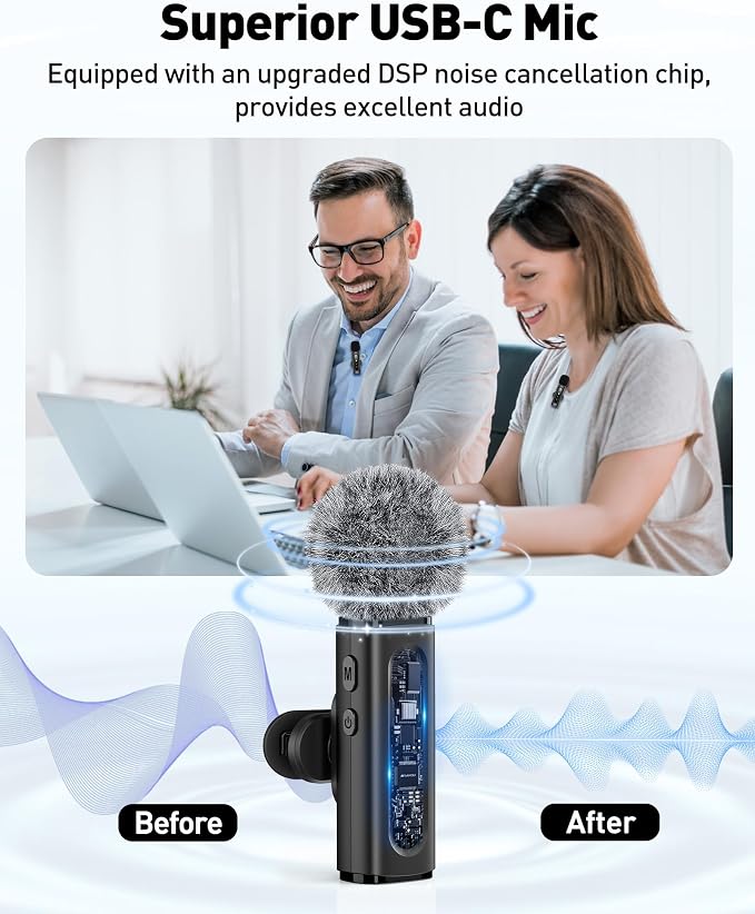 GoorDik Wireless Lavalier Microphone for iPhone Recording Clip-on Mini Mic for iPhone/for iPad Video Recording with Rotatable Clip&Denoise Recording, Portable Mic Set for Content Creators - Image 3