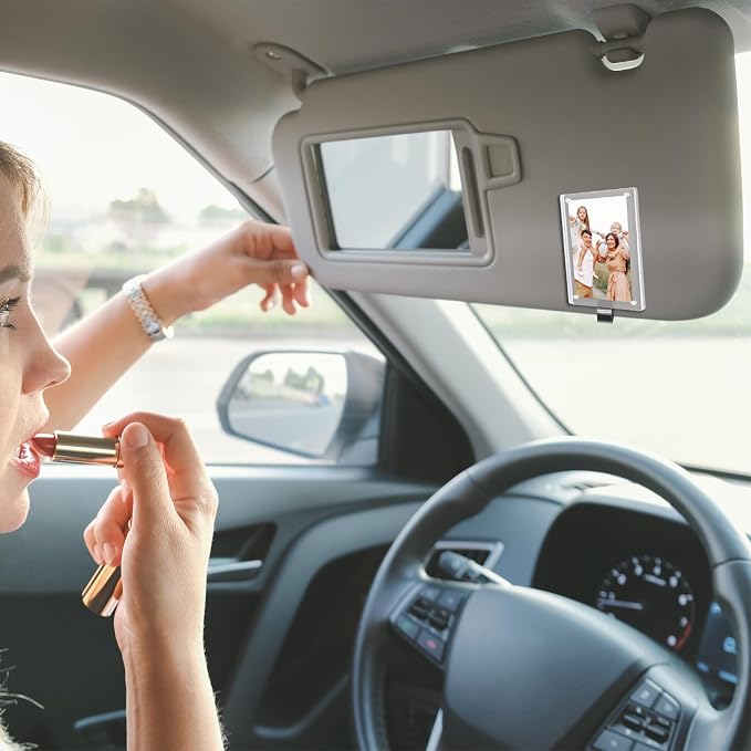 Magnetic Car Sun Visor Photo Holder Clip – Clear Acrylic Frame for Dashboard or Visor Display, Small Picture Holder for Car Interior Accessories & Personal Decor (Transparent, 2.8 x 4.7) - Image 4