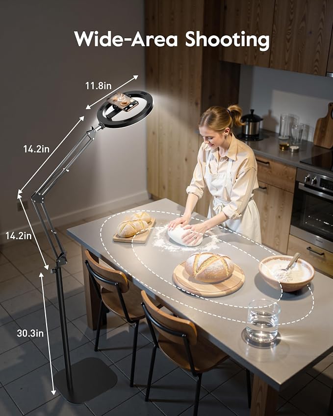 LUXSURE Tripod for iPhone with Light,71" Overhead Phone Mount with Phone Holder,Adjustable Ring Light with Stand and iPhone Tripod for Video Recording,Cooking,Painting,TikTok,YouTube - Image 2