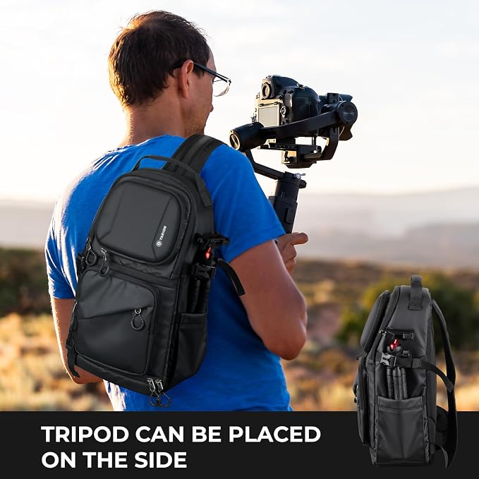 TARION 2-in-1 Camera Backpack & Shoulder Sling Bag Compact 9L Black TR-S | Dual Strap Convertible, Side Access, Waterproof Raincover, for Travel Photography, for DSLR SLR Mirrorless Cameras Drone - Image 8