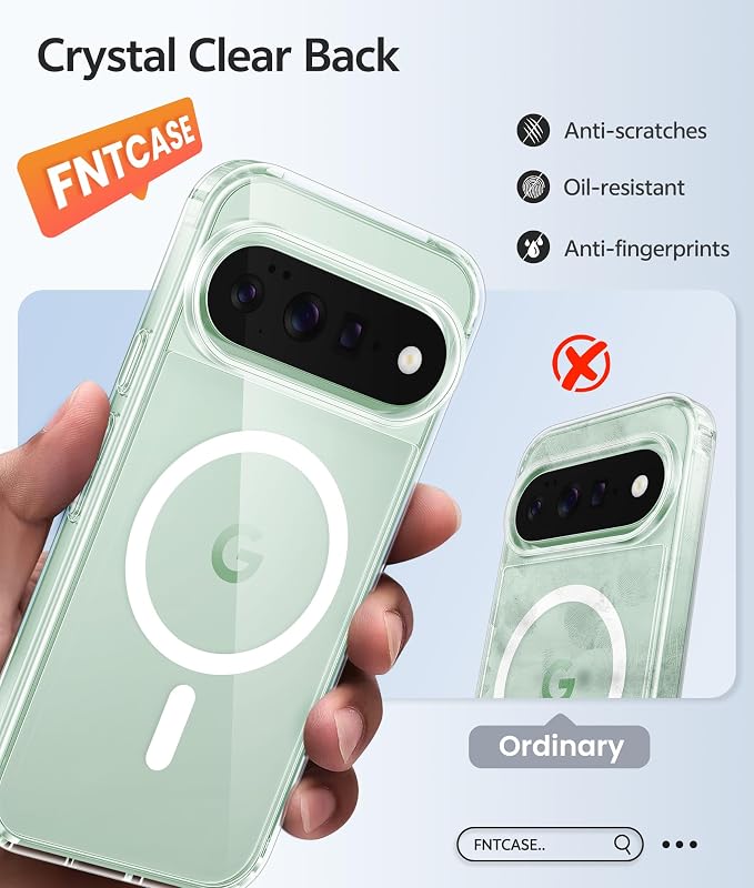 FNTCASE for Google Pixel 11 Pro Case / Pixel 11 Case, with Screen Protector | Fit for Magsafe, Anti Yellowing Clear, 14FT Military Grade Drop Protection, Shockproof Protective Phone Cover, Transparent - Image 6