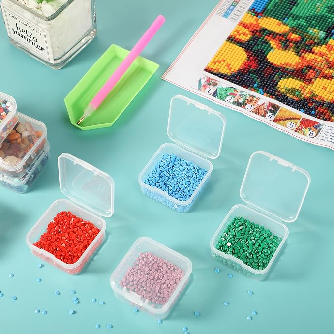 SATINIOR 12 PacK Clear Plastic Beads Storage Containers Box with Hinged Lid for Beads and More (1.7x1.7x0.79 Inch) - Image 5