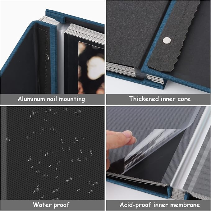 Zesthouse Photo Album Self Adhesive Pages, 60 Pages Magnetic Scrapbook Albums with Sticky Page, Photos Album Holds 8x10 & 5X7 & 4x6 & 6x8 & 3x5, Large Picture Book Ideal Gift for Family Wedding Baby - Image 5