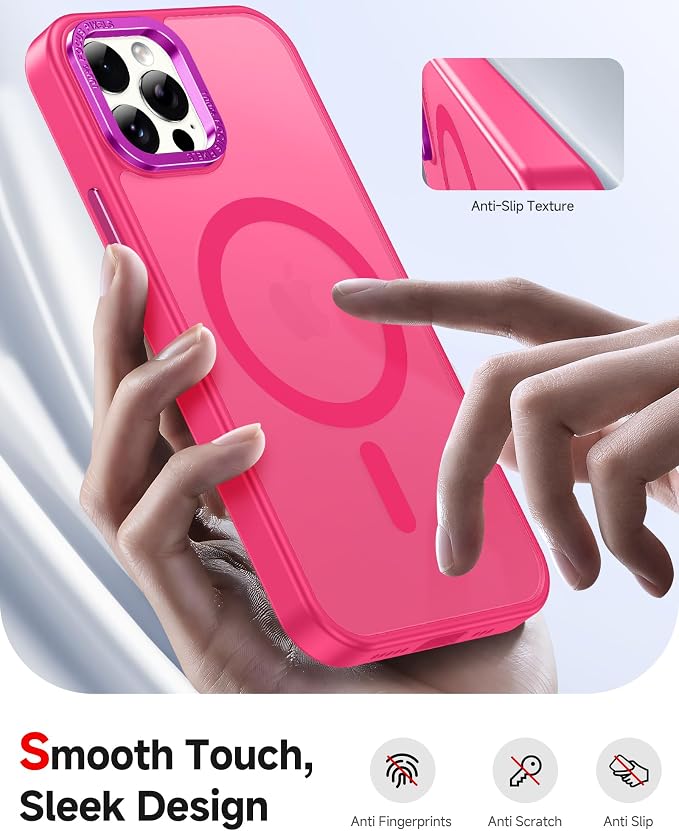 LeYi for iPhone-12-Pro-Max Case Pink:[ Tempered Glass Screen X2+ Camera Lens Protector X2] Compatible with Magsafe i Phone 12Pro Promax Cover iohone 12 Pro Max Magnetic Protective Girl Women, Hot Pink - Image 2
