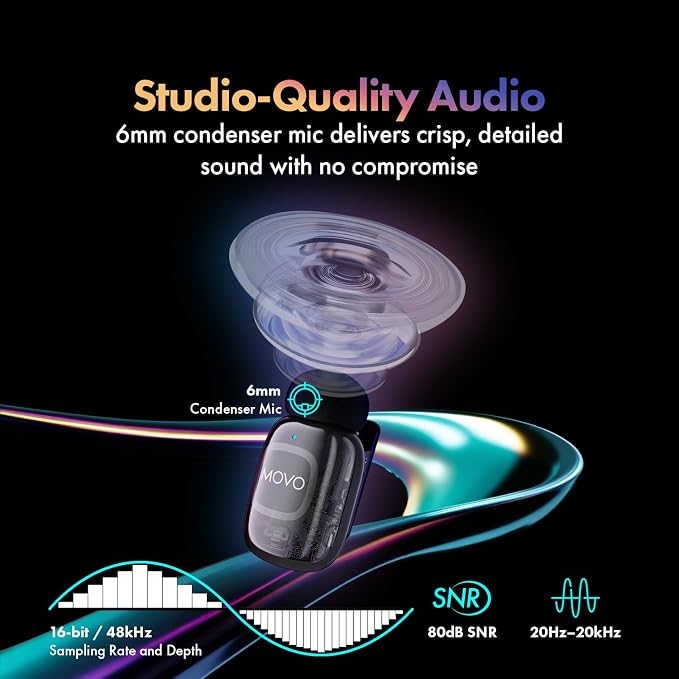 Movo NanoMic Dual USB-C Wireless Microphone for iPhone 15/16/17 and Up, Android, iPad Pro & Laptops – Wireless Lavalier Mic for USB-C Smartphones & Devices, Great for Vlogging & TikTok - Image 6