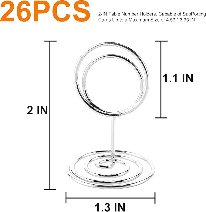 Table Number Holders, 26PCS Place Card Holder, Photo Holder (2" Silver) | Picture Holder, Card Stand Name Menu Clips, Small Size Table Sign Card Holder for Centerpieces Wedding Birthday Party - Image 2