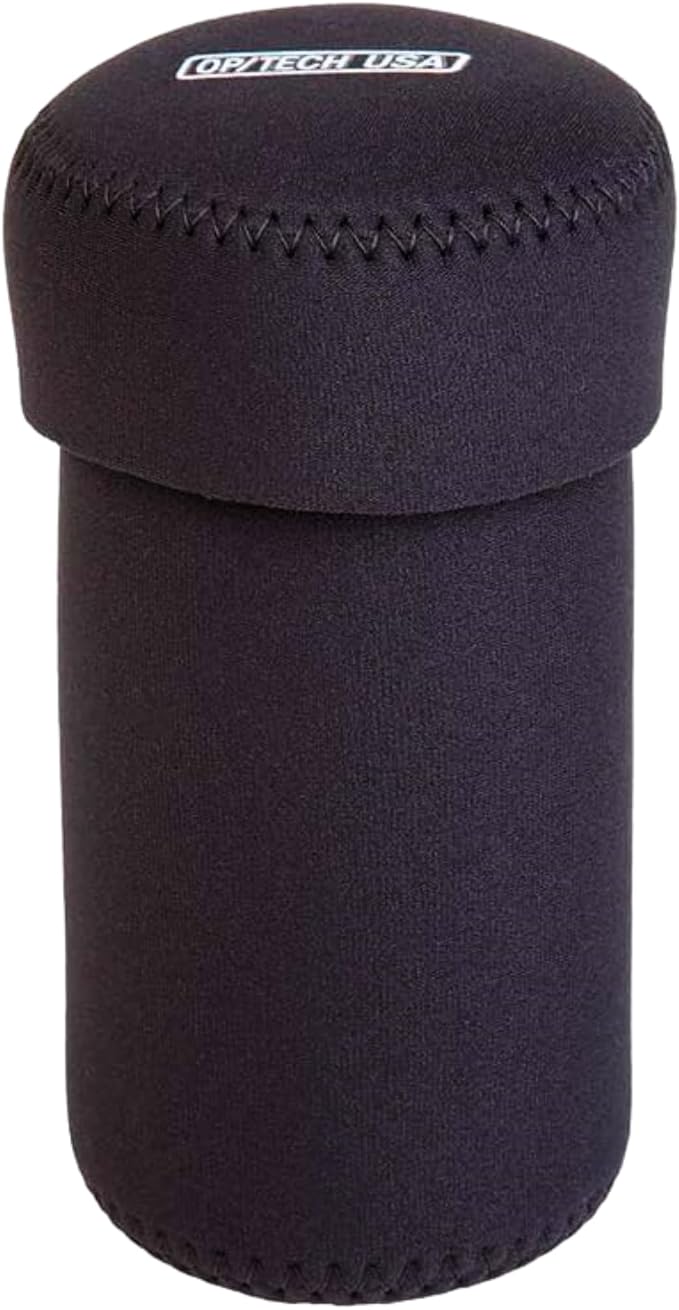 OP/TECH USA Fold-Over Neoprene Lens Pouch – Camera Lens Case for safe Lens Cover storage, Great for Photography & outdoor shoot, Keeps your Lens secure with No-Lose Lid-306 (Black) - Made in USA by OPTECHusa