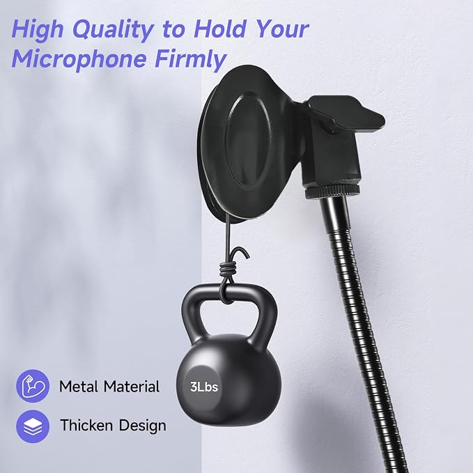 2 in 1 Quick-Release Microphone Holder, Gooseneck Microphone Stand Holder Compatible with Shure/Fifine / AT2020 / Pyle/Blue Snowball/Razer for Lectern Meetings Lectures Pulpit Streaming Gaming Studio - Image 3