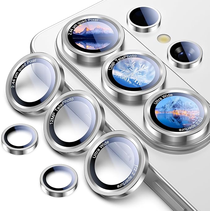 Uyiton for Samsung Galaxy S26 Ultra Camera Lens Protector, Unique Design | Case-Friendly, Ultra-Thin, Military-Grade Sapphire Glass with Aluminum Metal Rear Camera Screen Cover, White - Image 9