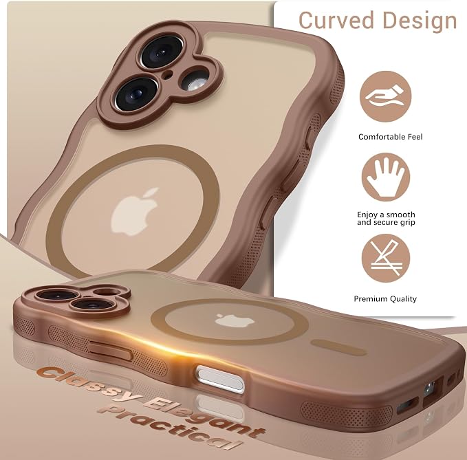 BENTOBEN Magnetic for iPhone 17 Case, Cute Wavy Full Camera Protection [Compatible with MagSafe] Translucent Matte Anti-Slip Bumper Women Girls Boys Protective Cover for 17 6.3", Desert Titanium - Image 6