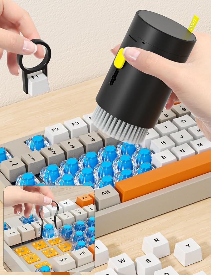 Tounee Keyboard Cleaner Kit, Electronics Cleaning Kit with Retractable Big Brush, Portable, 20 in 1 Multi-Tool Kit for Phones, Tablet, Computer, PC Monitor,TV Camera Lens with 2.5ml Mist Spray (Black) - Image 2