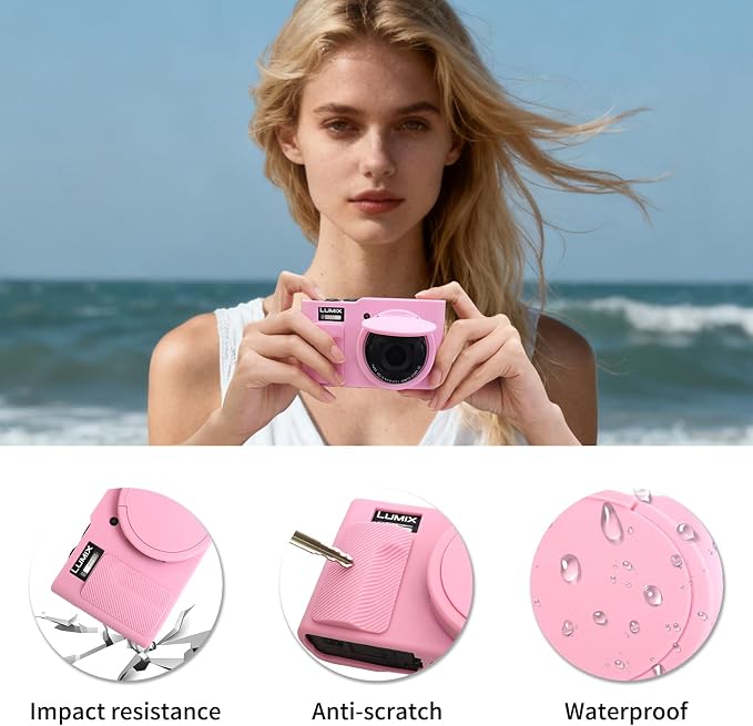 MUZIRI KINOKOO Silicone Case Compatible for Panasonic Lumix DC-ZS99 Digital Camera - Soft Rubber DC-ZS99 Protective Cover with Removable Lens Cover - Anti-Slip & Anti-Scratch-Pink - Image 7