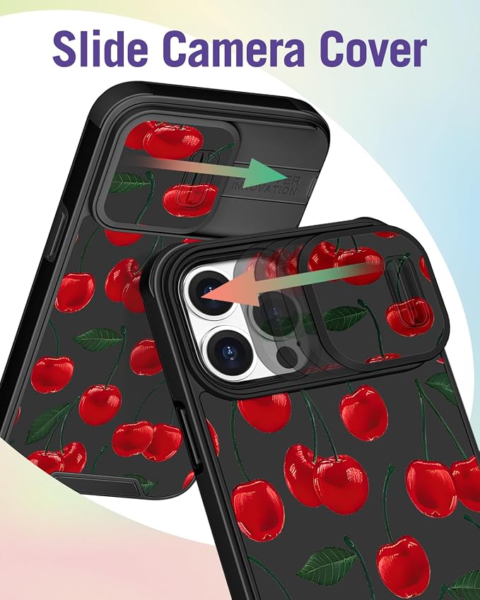 Buleens for iPhone 14 Pro Max Case 6.7 Inch - with Ring Stand & Camera Cover Aesthetic Cute Designed Women Girls Girly Kawaii Pretty Cherry Phone Case for iPhone 14 Pro Max Compatible with Magsafe - Image 5
