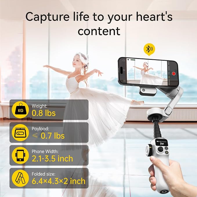 AOCHUAN 3-Axis Phone Gimbal for iPhone, Gimbal Stabilizer with AI Auto 360°Pan Tracking, Built-in Extension Rod, Fill Light, Quick Launch, Magnetic Phone Stabilizer for Video Recording-Smart P2 - Image 10