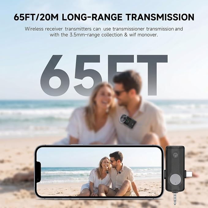 DORNLAT Wireless Lavalier Microphone, 3 in 1 Plug Play Lapel Mic for iPhone/Android/Camera, Noise Cancelling, Mini Compact Lavalier Mic for Vlog, YouTube, TikTok, Live Streaming, Record Interview - Image 8