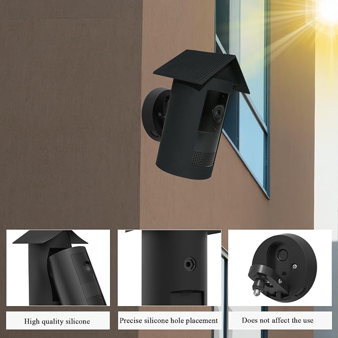 Waterproof Silicone Cover Protective Case Compatible with Ring Outdoor Cam Plus, Anti-Scratch & Glare, UV-Resistant, Weatherproof Protective Skin for Full Protection (Black) - Image 3