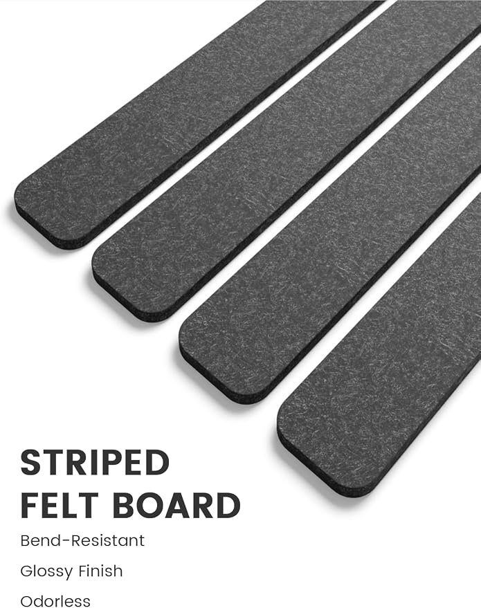 Fluxynara 13" x 2" Felt Wall Panels, Charcoal Gray | 8-Pack Includes 50 Push Pins and Adhesive Tabs for Photos, Notes and Decor in Bedroom Doors, Home Office or Studios - Image 3