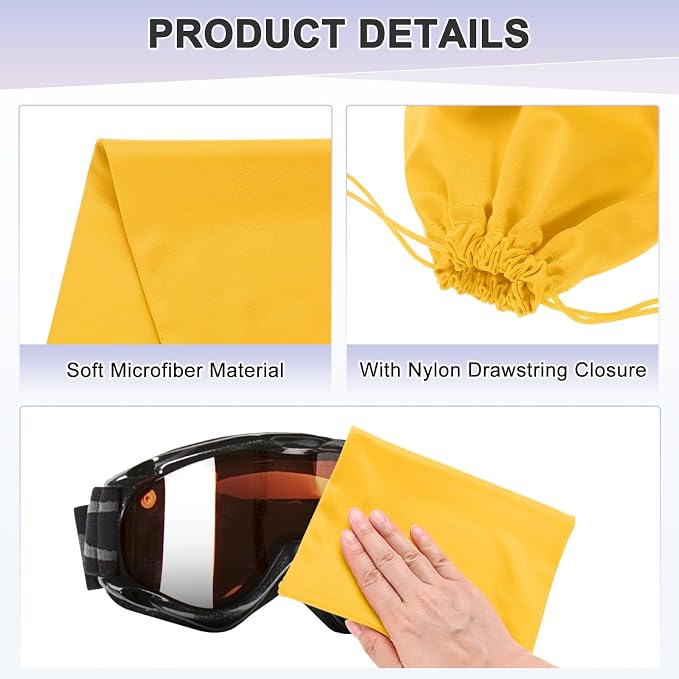 M METERXITY Ski Goggle Bag, Soft Microfiber Pouch Protective Storage Bags Case with Drawstring for Snow Goggles/Camera Lenses - Image 2