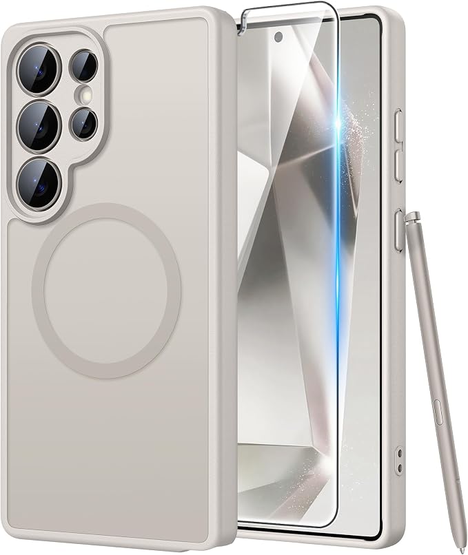 FNTCASE for Samsung Galaxy S24 Ultra Case, Compatible with Magsafe | Screen Protector, Full Camera Protection, Translucent Matte, 14FT Military Grade Drop Proof, Protective Phone Cover by FNTCASE
