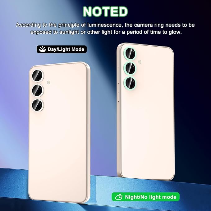 for Samsung Galaxy S25 Camera Lens Protector, Individual Metal Ring Tempered Glass Lens Cover, [Strong Adsorption] Scratch Resistant Ultra-Thin HD Clear Lens Cover, 1 Set-White Shine - Image 2
