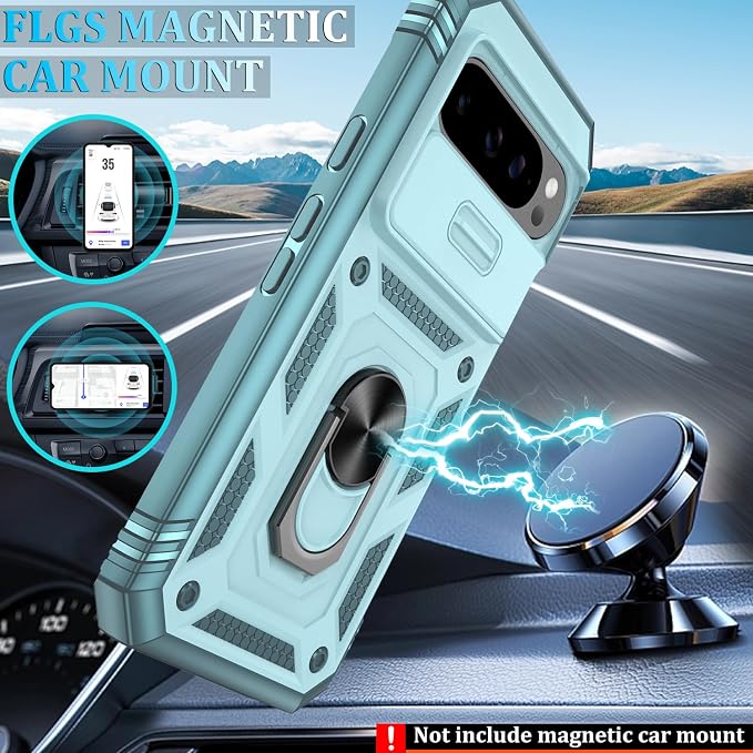 Gritup for Pixel 9/9 Pro Case Military-Grade Shockproof with Kickstand | with 2 PCS Screen Protector, Slide Camera Cover, Heavy Duty Outdoor Protection Funda para Google 9/9 Pro Cover, Green - Image 7